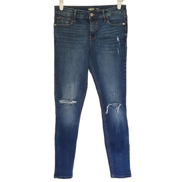 7183 * Old Navy Rockstar Distressed Jeans Medium Wash Denim Size 4 - Picture 1 of 10